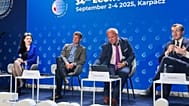 Debata Euronews o budżecie. Od lewej: Dominika Ćosić, Matthias Bauer, Giedrus Surplys i Jan Szyszko