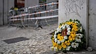 Flowers at the site where a tourist streetcar derailed and crashed in Lisbon, 5 September, 2025