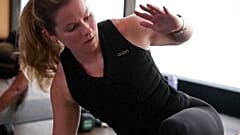 A woman wearing a weighted vest during MB360 class at Life Time, New York, USA.