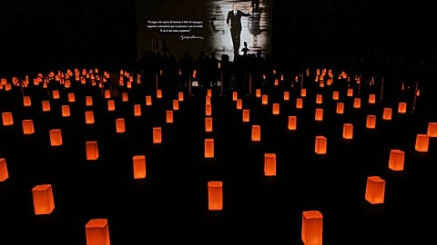 Giorgio Armani's funeral chamber at the Armani Theatre in Milan, 06/09/2025