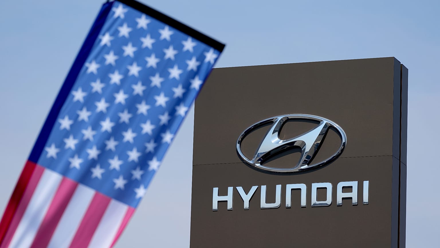 The entrance to a Hyundai auto dealer is seen Thursday, Aug. 7, 2025, in Green Park, Mo.