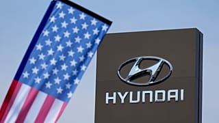 The entrance to a Hyundai auto dealer is seen Thursday, Aug. 7, 2025, in Green Park, Mo.