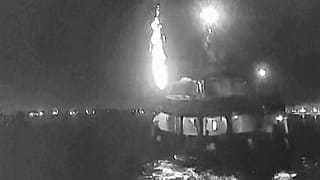 In this image made from video, the flotilla's “Family Boat” carrying activists seeking to deliver aid to Gaza is hit by an object while docked in Tunisia on Sept. 9, 2025