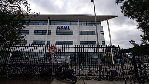 Exterior view of the head office of ASML, a leading maker of semiconductor production equipment, in Veldhoven, Netherlands. 30 January 2023.