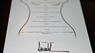A picture released by Democratic politicians shows US President Donald Trump's alleged entry in Jeffrey Epstein's "birthday book".