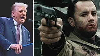 Donald Trump és Tom hanks (a Ryan közlegény zárójelenetében)