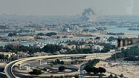 Smoke rises from an explosion caused by an Israeli strike, in Doha, 9 September 2025