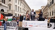 Ein Sit-in italienischer Journalistenorganisationen in Rom am Dienstag, den neunten September zweitausendfünfundzwanzig, um gegen die Morde zu protestieren und Zugang zu Gaza zu fordern.