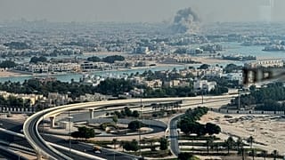  Smoke rises from an explosion, allegedly caused by an Israeli strike, in Doha, Qatar, on Tuesday, Sept. 9, 2025. 