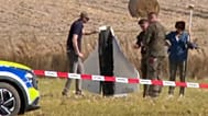 Polskie służby w miejscu, gdzie rozbił się rosyjski dron. 
