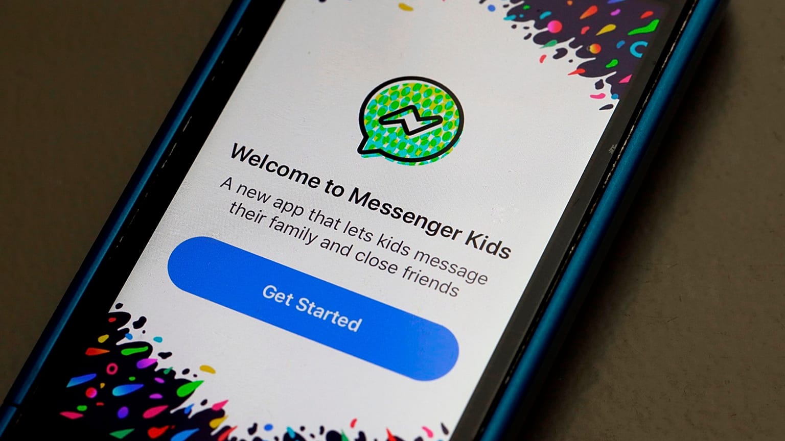 Facebook's Messenger Kids app is displayed on an iPhone.