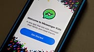 Facebook's Messenger Kids app is displayed on an iPhone.