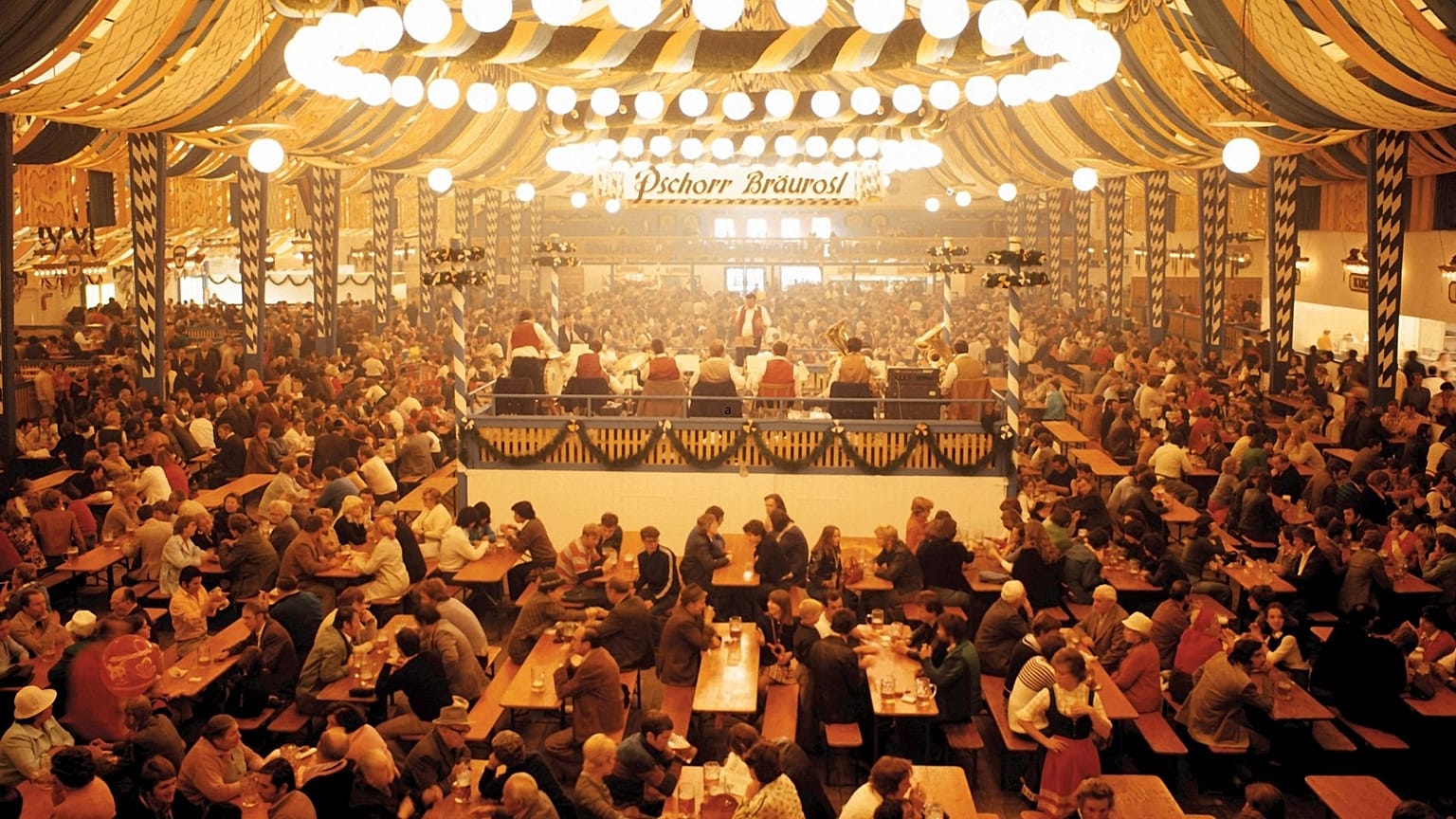 A beer tent at Oktoberfest, Germany.