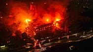 Flames come out from the residence of Nepal President Ram Chandra Poudel after it was set on fire by protesters in Kathmandu, 9 September 2025