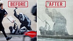 Banksy mural of judge beating a protester scrubbed off London court 