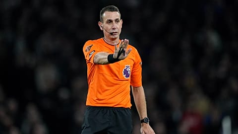 Referee David Coote reacts during the English Premier League match between Tottenham Hotspur and Brighton and Brentford in London, 31 January, 2024