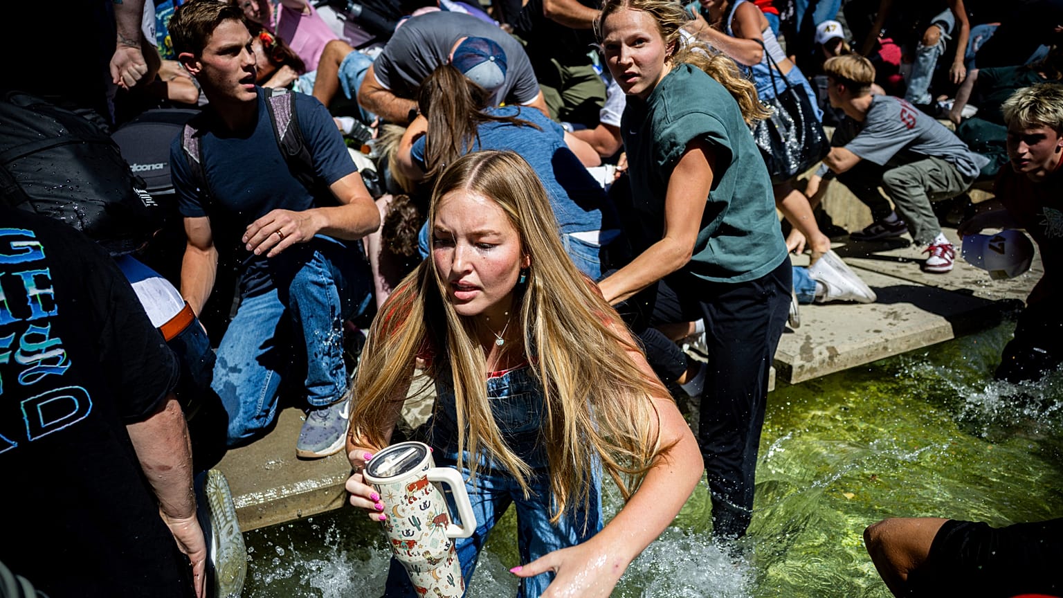 People seen leaving university campus after Charlie Kirk shooting at Utah Valley University