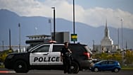 A law enforcement officer stands outside Utah Valley University n Orem, Utah, 10 September 2025