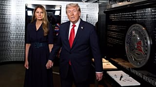 US President Donald Trump and first lady Melania Trump attend a ceremony at the Pentagon to commemorate the 24rd anniversary of the 9/11 attacks.