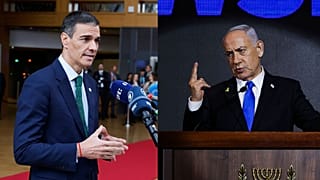 Imágenes de AP de Sánchez y Netanyahu.