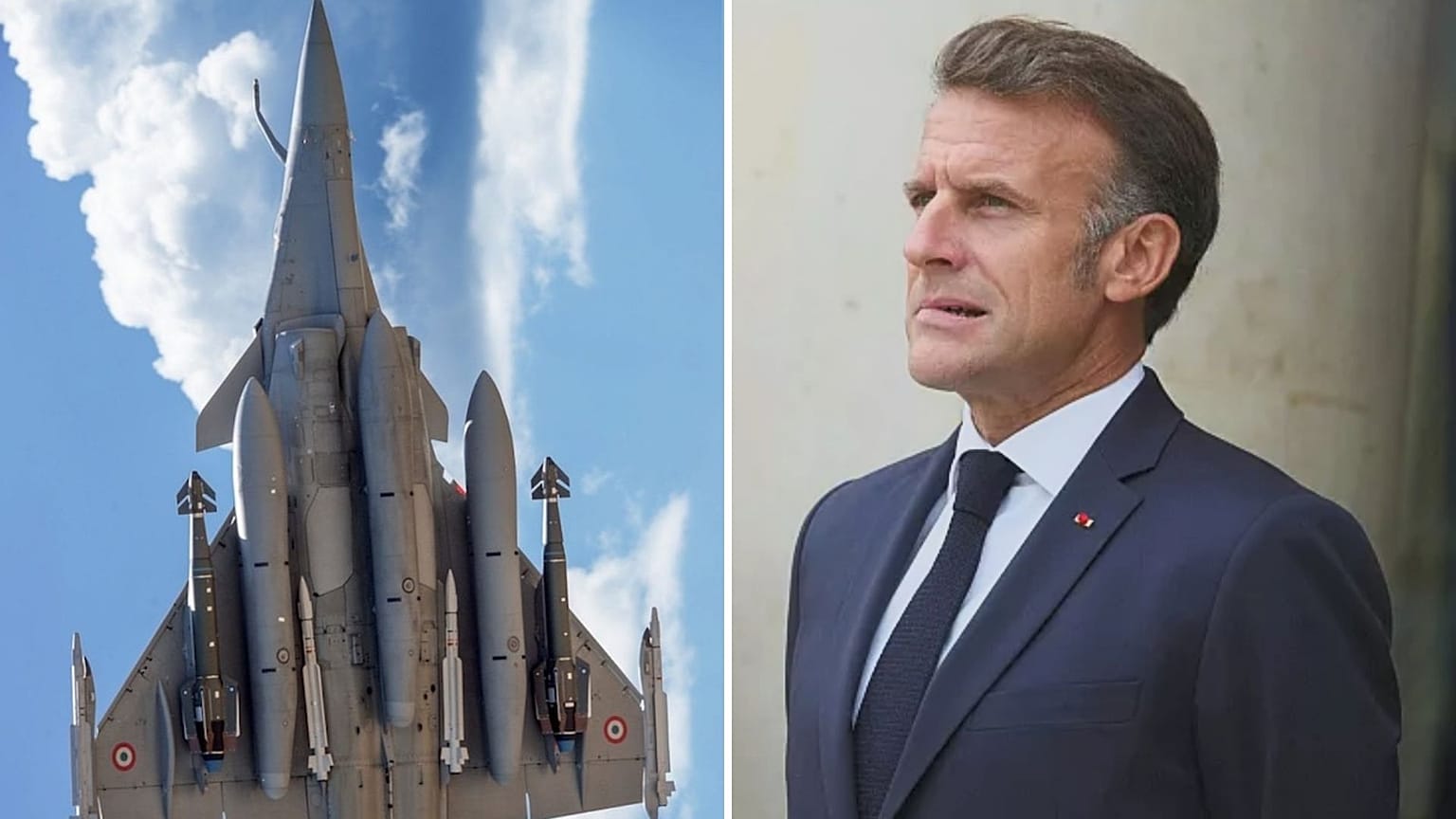 A Dassault Rafale és Emmanuel Macron francia elnök 