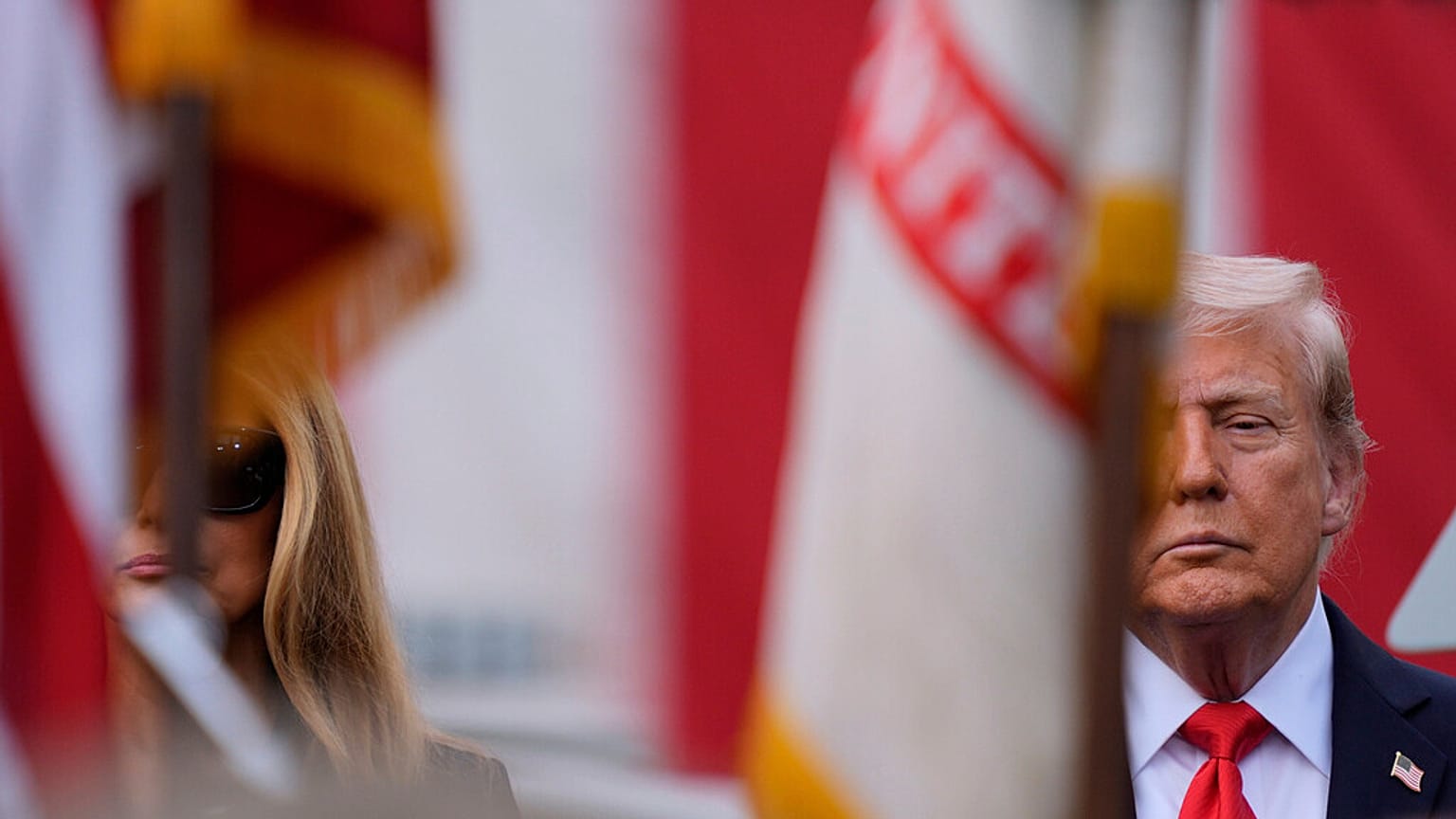 President Donald Trump and first lady Melania Trump attend a ceremony at the Pentagon to commemorate 9/11 attacks, Thursday, Sept. 11, 2025, in Washington.