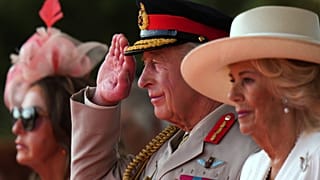 FILE: Britain's King Charles III and Queen Camilla attend a commemoration of the 80th Anniversary of VJ Day in Alrewas, 15 August 2025