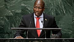 ARQUIVO (09.09.2014): Domingos Simões Pereira, então primeiro-ministro da Guiné-Bissau, toma a palavra durante a 69.ª sessão da Assembleia Geral das Nações Unidas