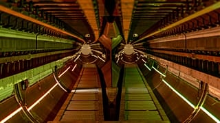 View of the switch, a split in a hyperloop tube allowing vehicles to change directions.