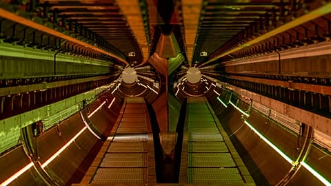 View of the switch, a split in a hyperloop tube allowing vehicles to change directions.