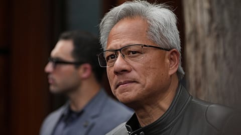 CEO of Nvidia Jensen Huang pauses during a press conference at the Mandarin Oriental Qianmen in China, 16 July 2025. 