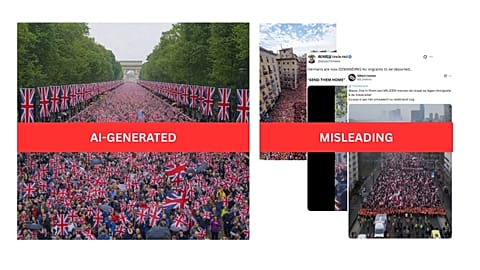Londra'daki aşırı sağcı protestoların Avrupa'ya yayıldığını öne sürmek için sosyal medyada yapay zeka tarafından üretilen ve birbiriyle ilgisi olmayan görüntüler paylaşıldı