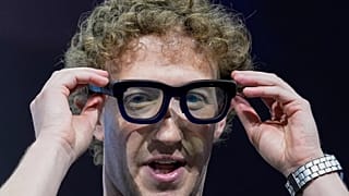 FILE - Mark Zuckerberg wears a pair of Orion AR glasses during the Meta Connect conference on Sept. 25, 2024, in Menlo Park, Calif.