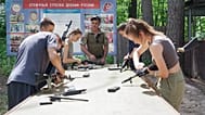 Children from Ukraine and  Russia undergo military  training at a camp in Tambov region, Russia.