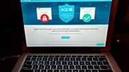 This photo taken in London on Monday July 8, 2019, shows a laptop screen for an age verification system. 