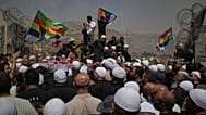 تجمع دروزی ها در بندی های جولان اشغالی در ۱۶ ژوئیه ۲۰۲۵