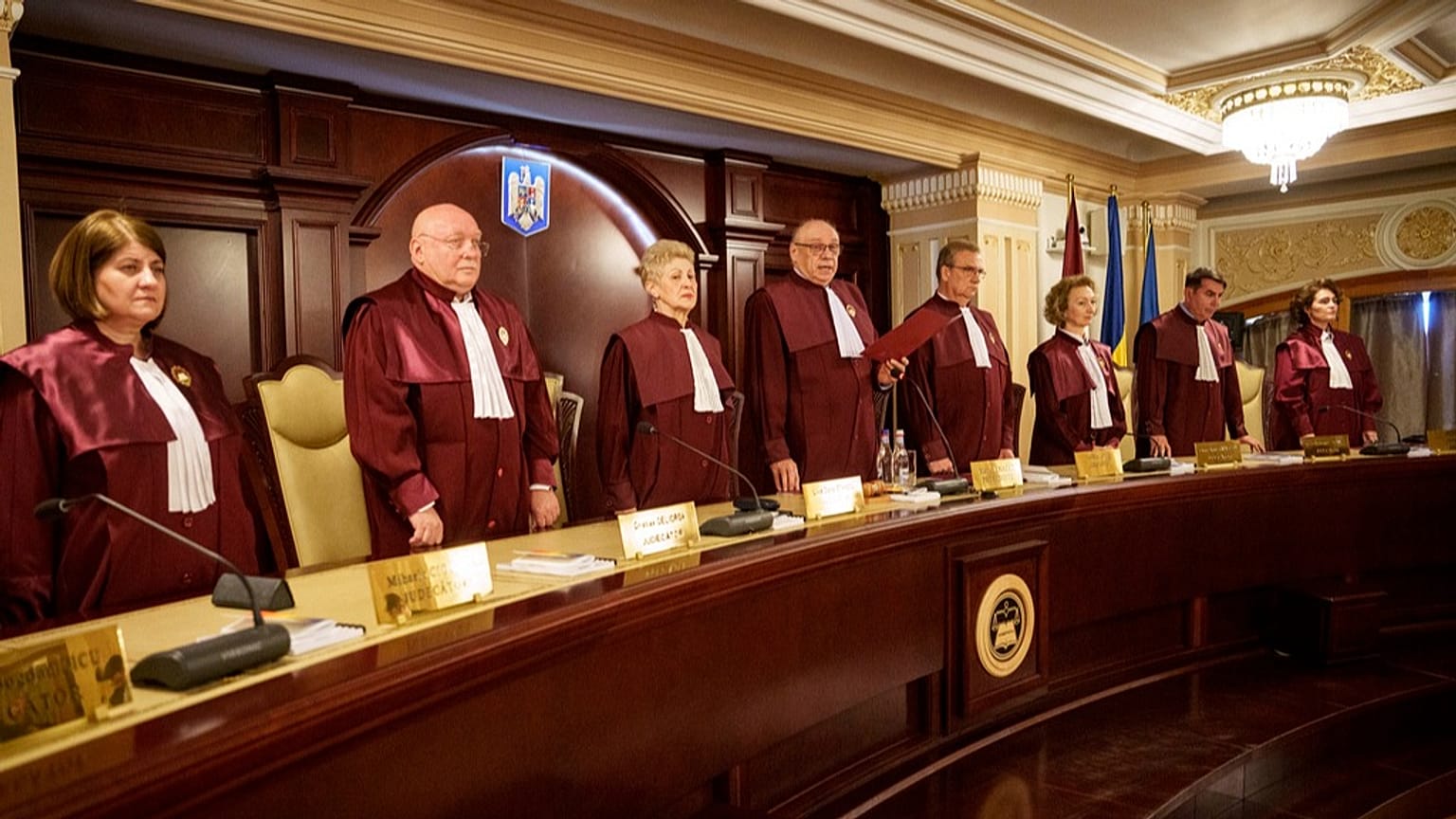 Constitutional Court judges during the validation of the presidential mandate for Nicușor Dan in Bucharest, Romania, 22 May 2025.