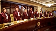 Constitutional Court judges during the validation of the presidential mandate for Nicușor Dan in Bucharest, Romania, 22 May 2025.