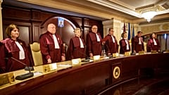 Richter des Verfassungsgerichts während der Bestätigung des Mandats von Nicușor Dan in Bukarest, Rumänien, am 22. Mai 2025.