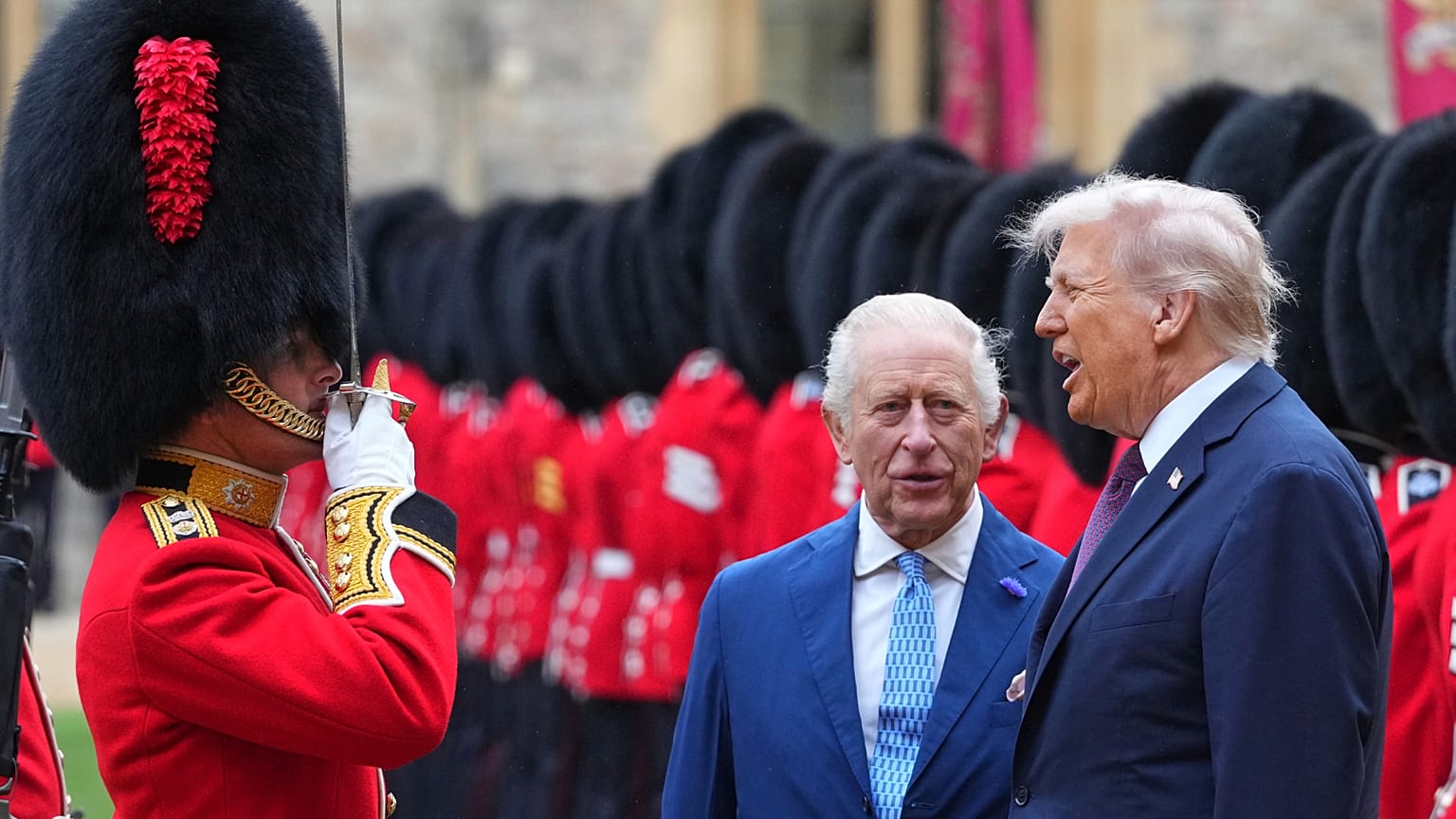 President Donald Trump and Britain's King Charles III review the Guard of Honour