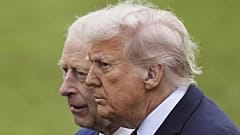 US President Donald Trump and King Charles attend a Beating Retreat military ceremony at Windsor Castle, 17 September, 2025