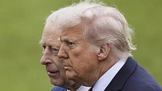 US President Donald Trump and King Charles attend a Beating Retreat military ceremony at Windsor Castle, 17 September, 2025