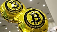 بالونات تحمل شعار البيتكوين في مؤتمر في نيويورك، الاثنين 7 أبريل/ نيسان 2014.