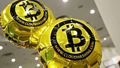 بالونات تحمل شعار البيتكوين في مؤتمر في نيويورك، الاثنين 7 أبريل/ نيسان 2014.