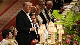 FILE: US President Donald Trump gives a speech during the State Banquet in Windsor Castle, 17 September 2025