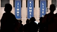 People walk by the Jimmy Kimmel Live studio on Hollywood Blvd in Los Angeles, 17 September 2025