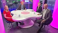 Unsere Talkshow aus Brüssel diese Woche mit Claudia Detsch, Stefan Grobe, Sandra Parthie und Peter Hefele (v.l.n.r.)