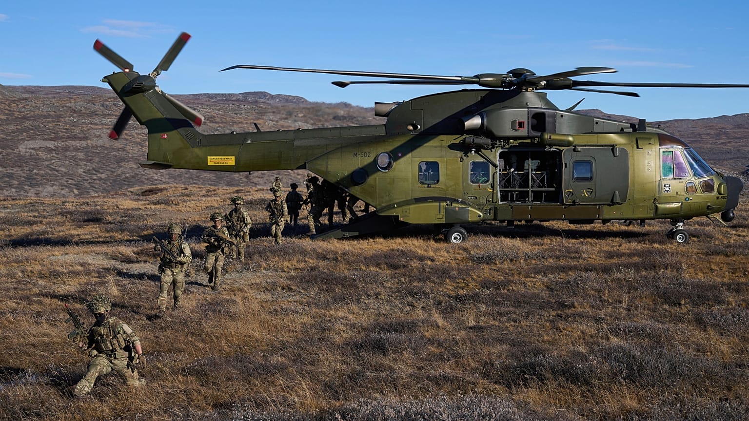 Danish military forces participate in an exercise with hundreds of troops