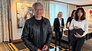 Nvidia CEO Jensen Huang attends a media Q&A session during a visit to London on 17 September 2025.