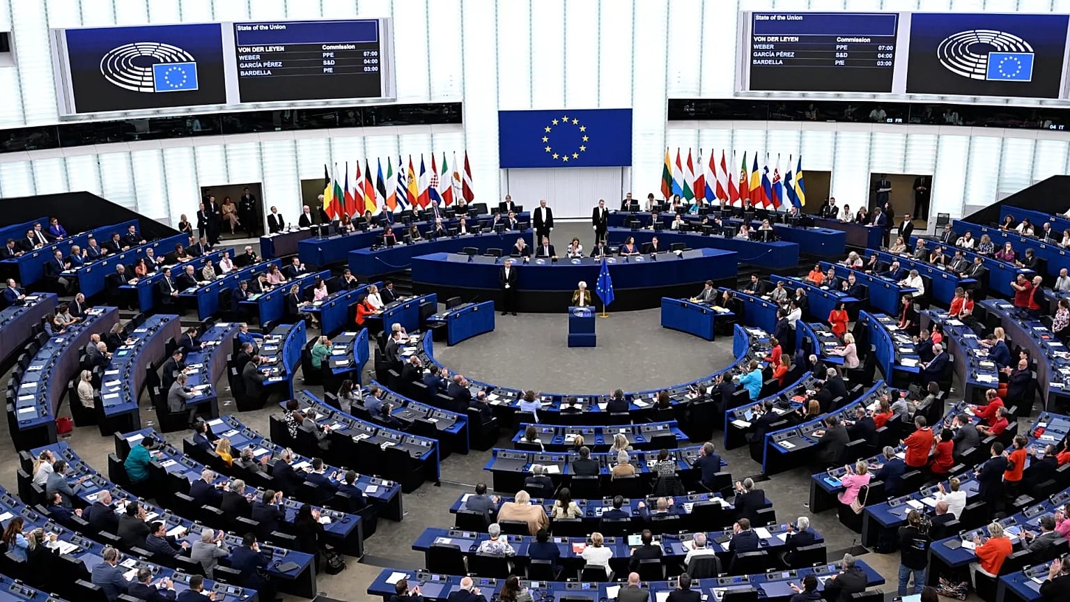 European Commission President Ursula von der Leyen delivers a state of the union speech at the European Parliament in Strasbourg, 10 September, 2025